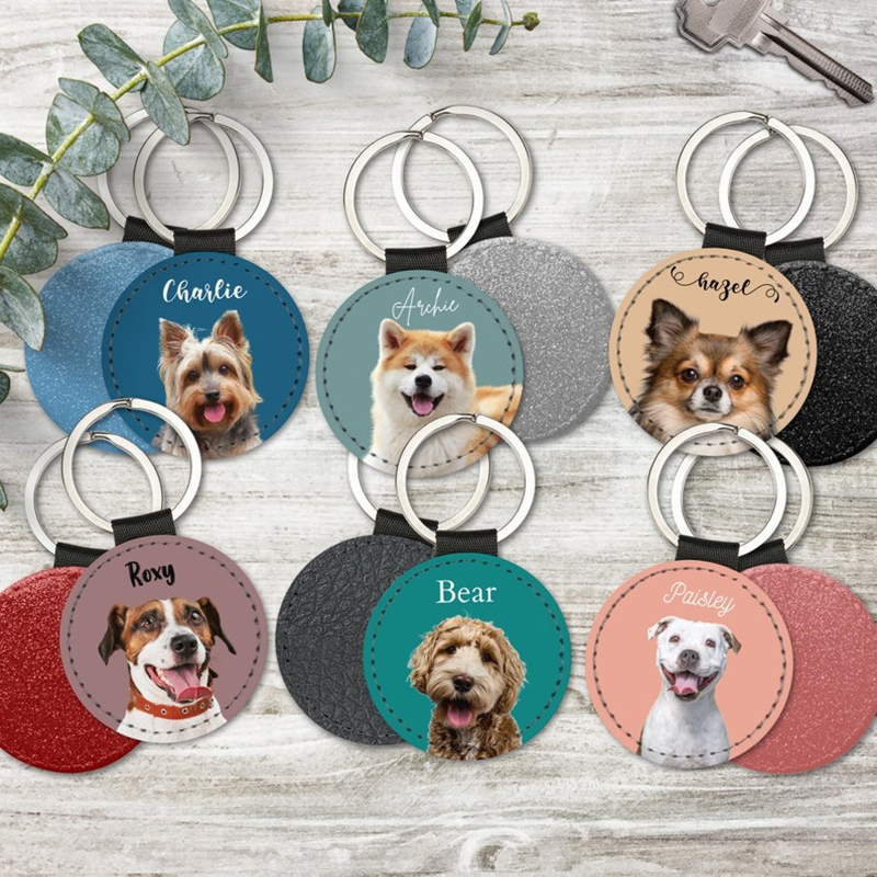 Pet Portrait Custom - Custom Pet Photo Keychain Personalized Dog