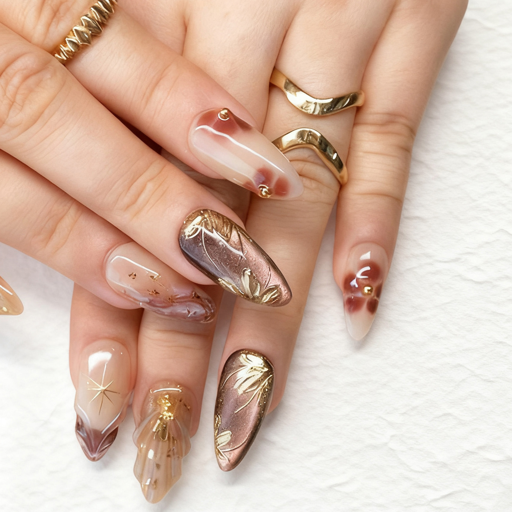 24pcs Flower False Nails Brown - Pressed Flower Art recensie en prijs