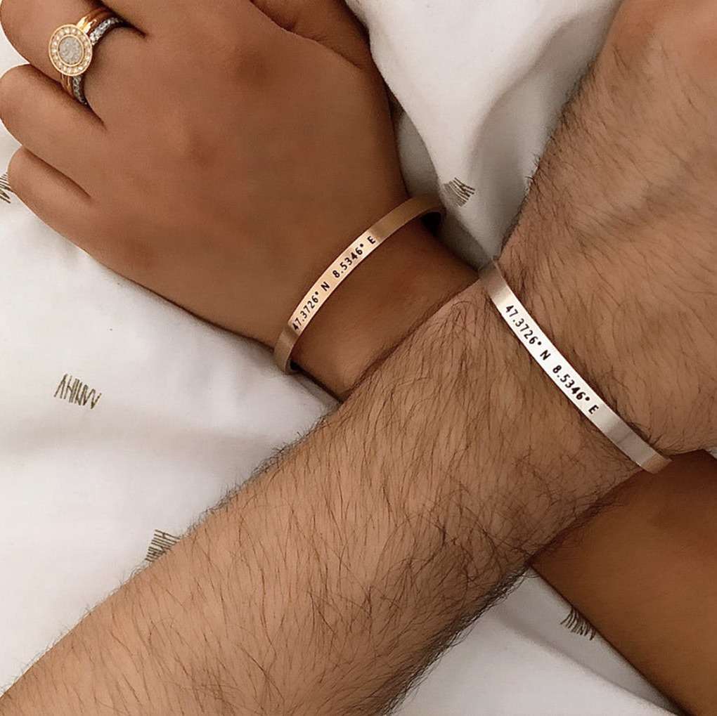 Custom Phrase Cuff Bracelets f - Coordinates Bracelet recensie en prijs
