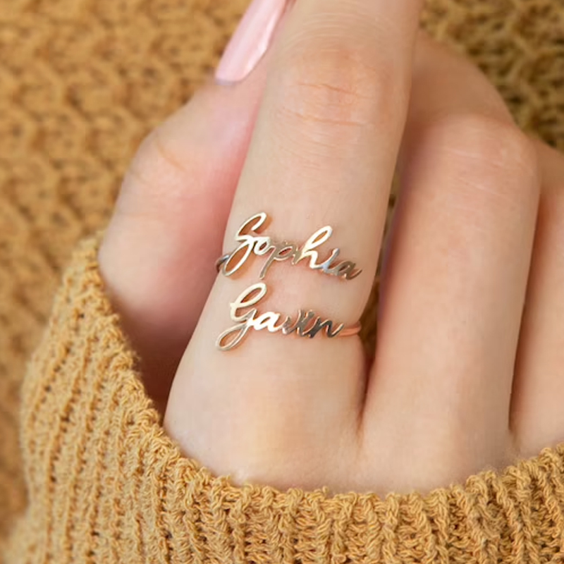 Custom Double Name Rings for W - Initial Ring Custom recensie en prijs