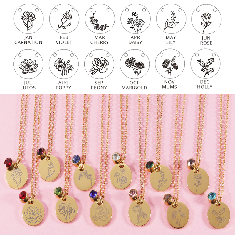 Crystal Birthstone Necklace fo - Birth Flower Necklace recensie en prijs