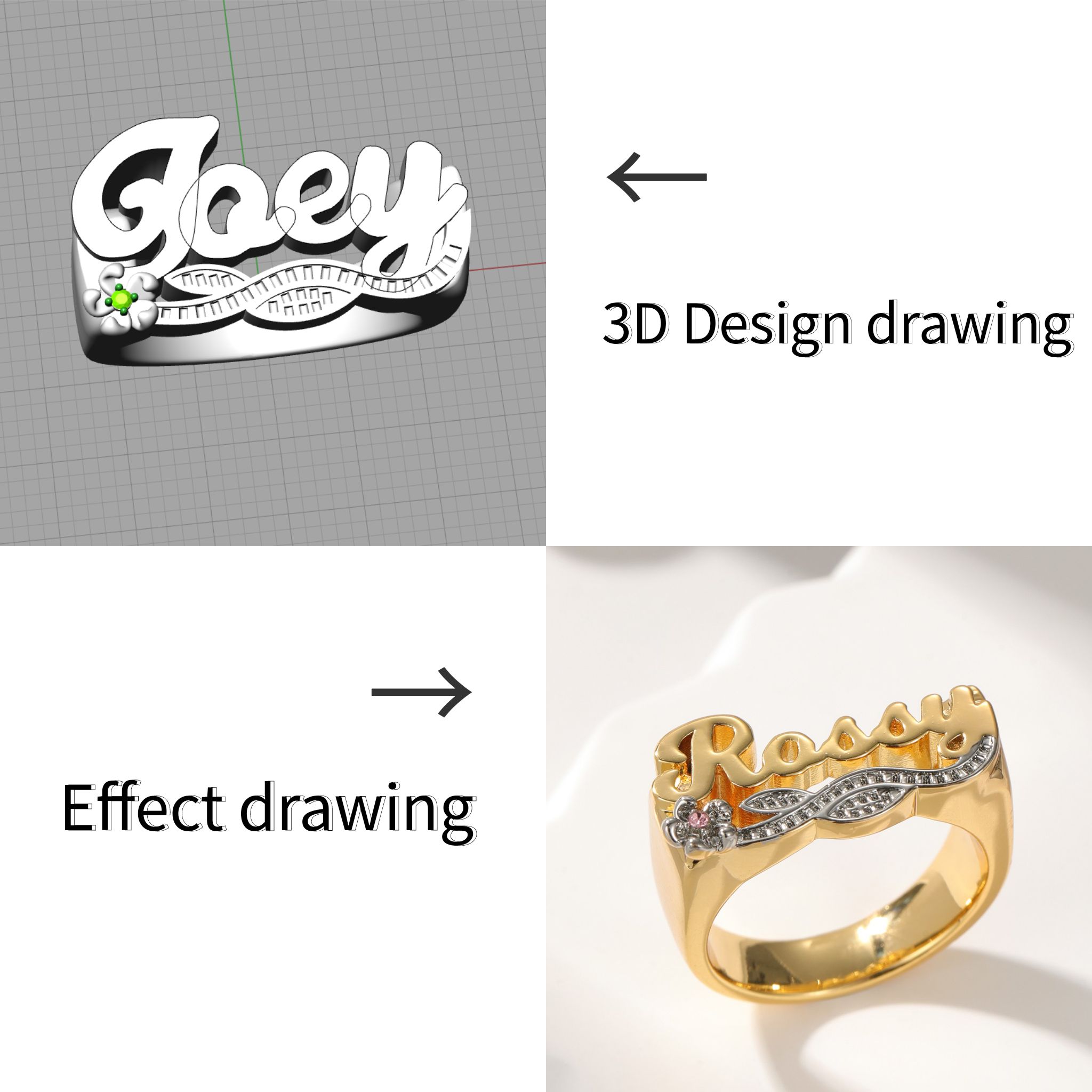 3D Name Ring Custom Diamond Na - Initial Ring Custom recensie en prijs