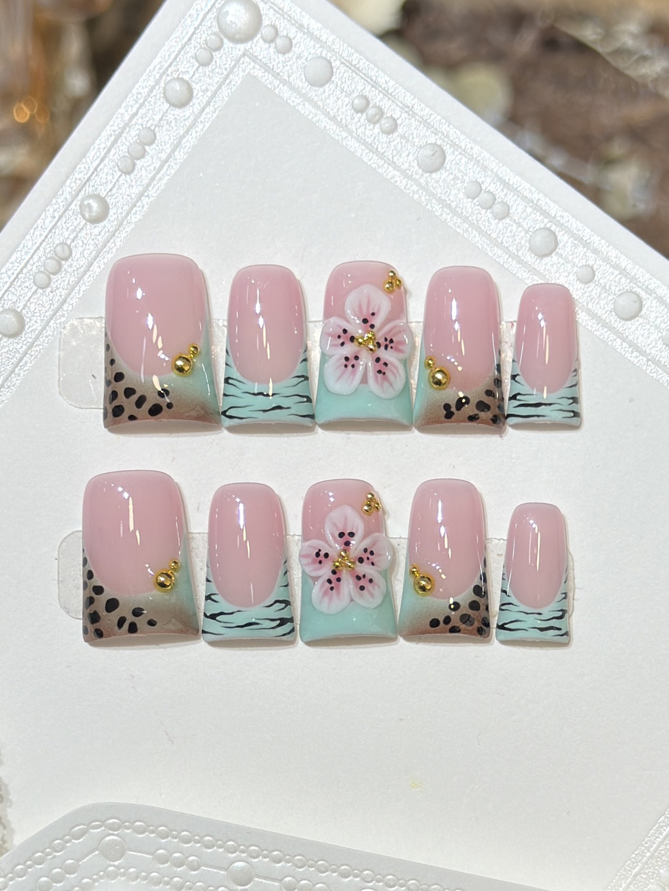 10pcs Press on Nails Duck Mout - Pressed Flower Art recensie en prijs