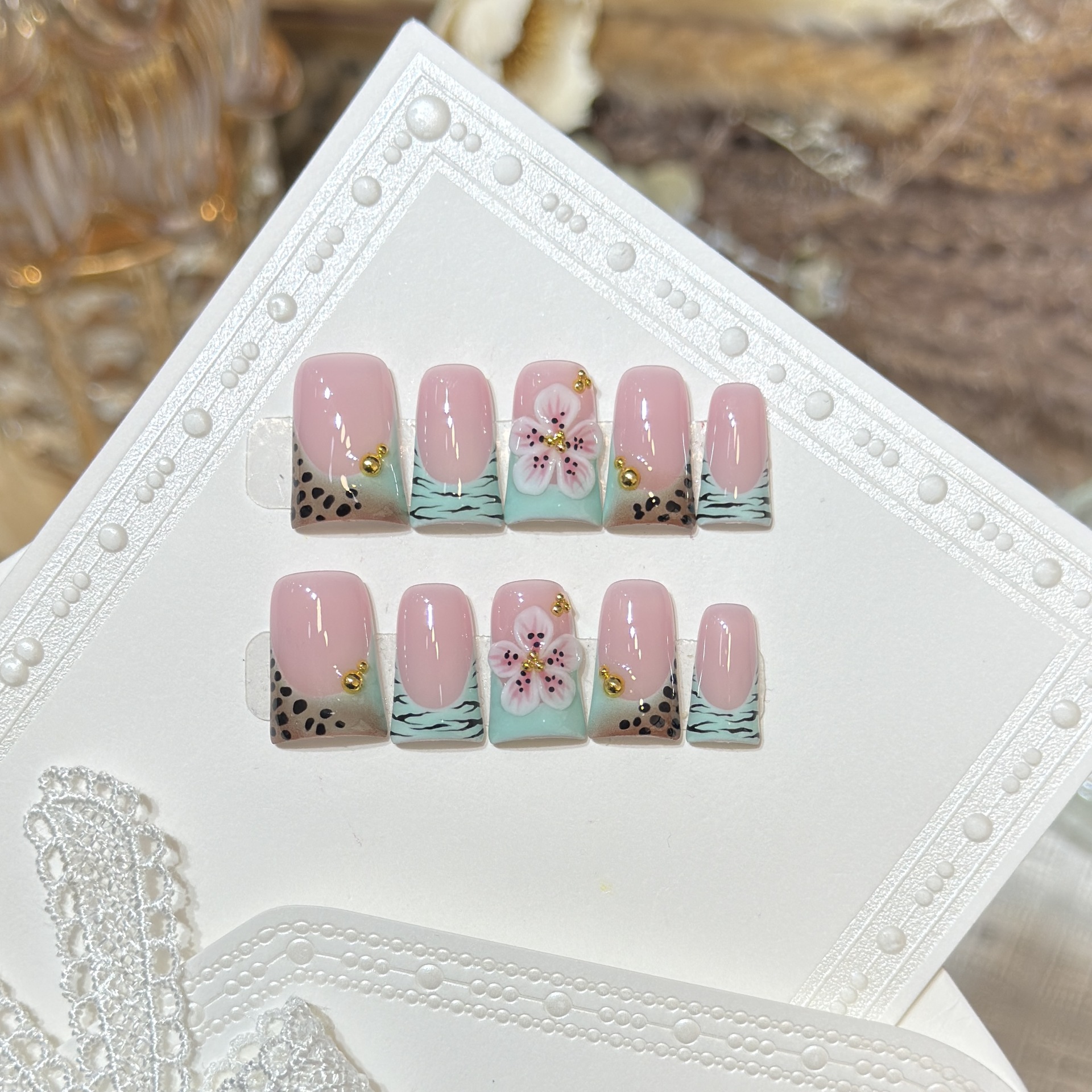 10pcs Press on Nails Duck Mout - Pressed Flower Art recensie en prijs