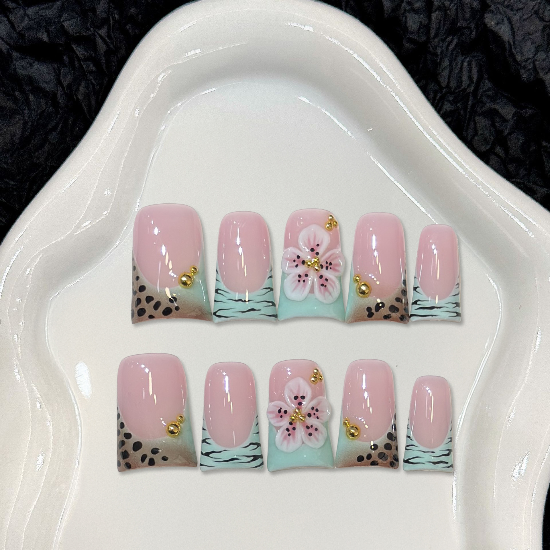 10pcs Press on Nails Duck Mout - Pressed Flower Art recensie en prijs