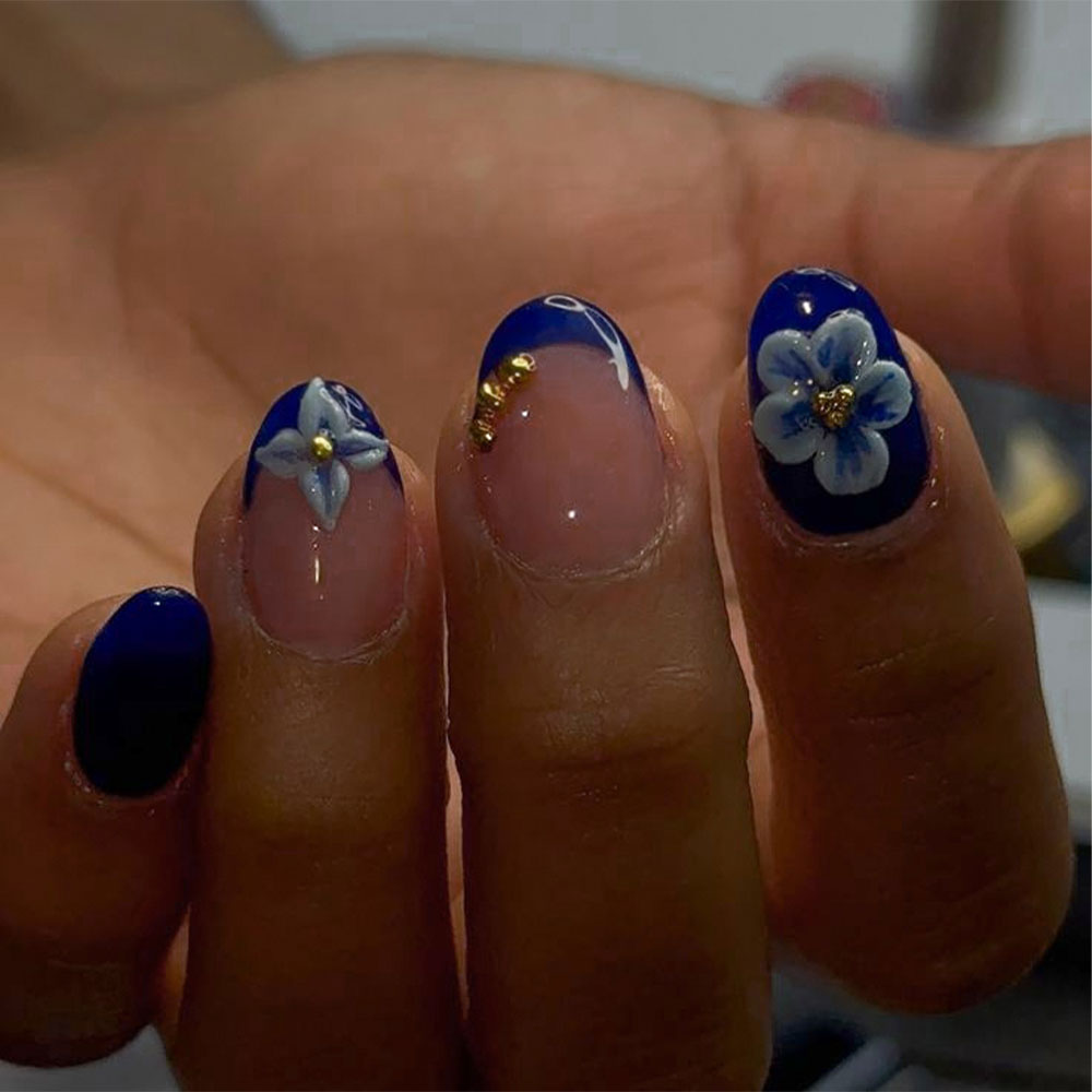 24pcs Short Oval 3D Gel Nail S - Pressed Flower Art recensie en prijs