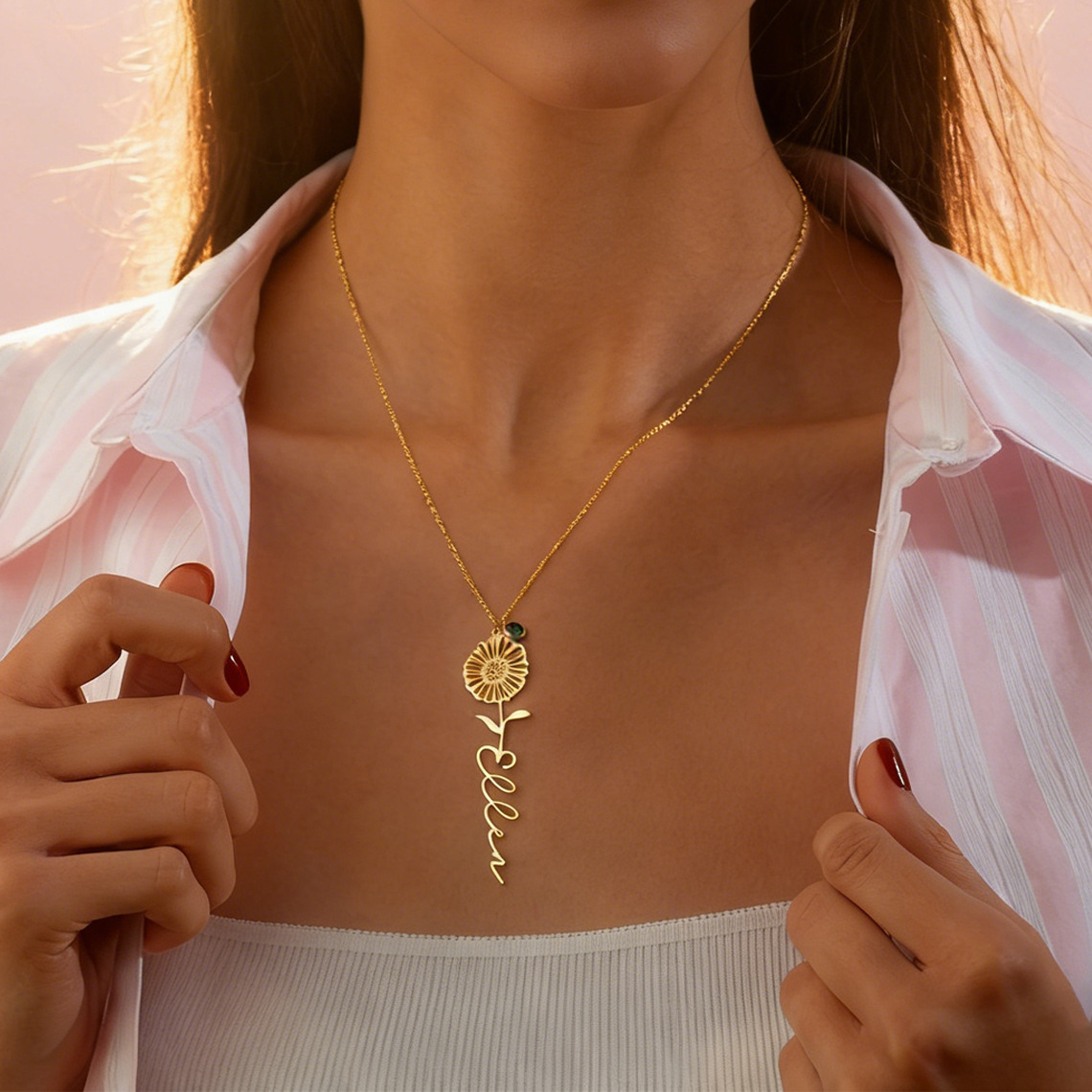 Customized Name Necklace with  - Birth Flower Necklace recensie en prijs
