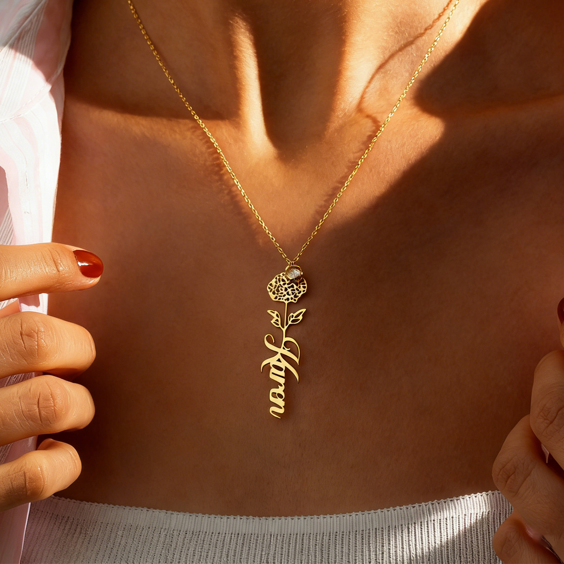Customized Name Necklace with  - Birth Flower Necklace recensie en prijs