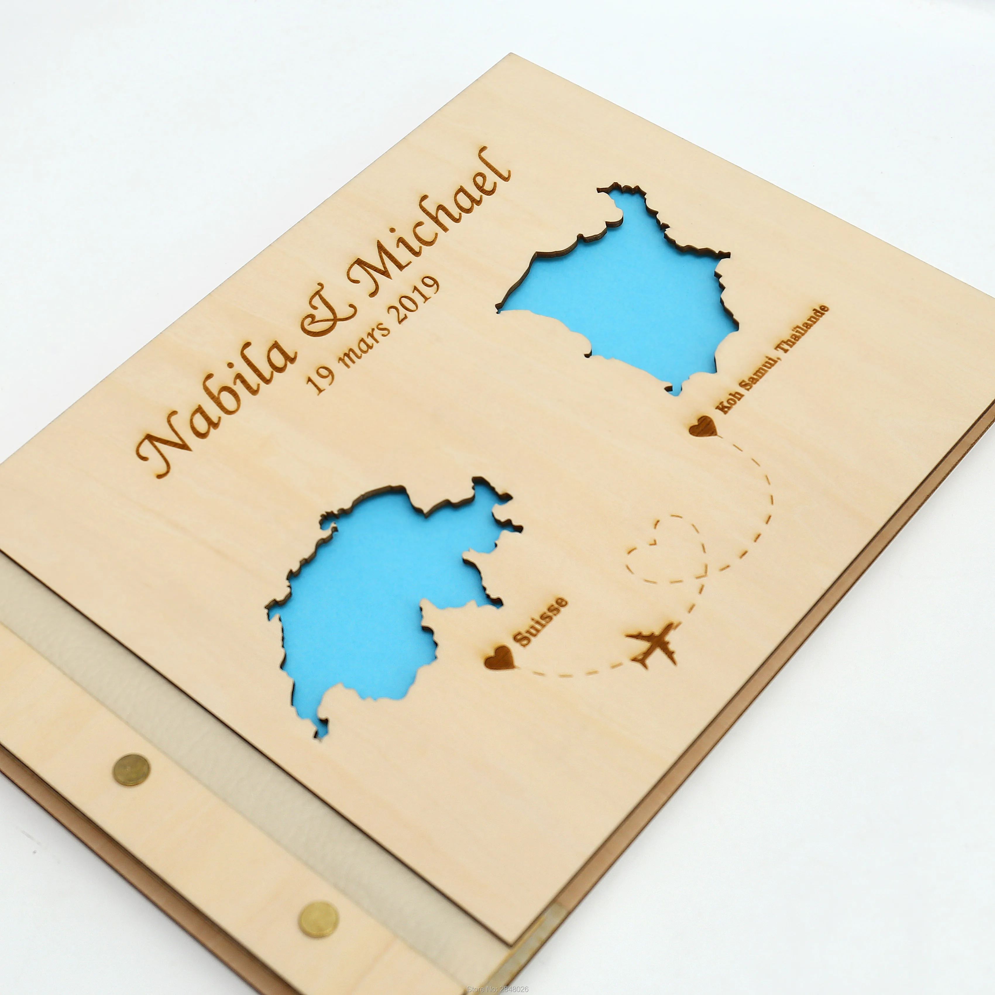 Rustic engraved wedding guestb - Custom Star Map recensie en prijs