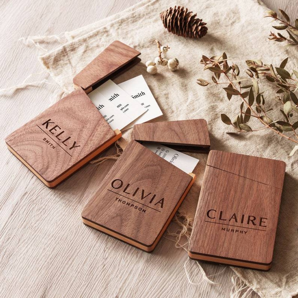 Business Card Holder Wooden Of - Personalized Name Box recensie en prijs