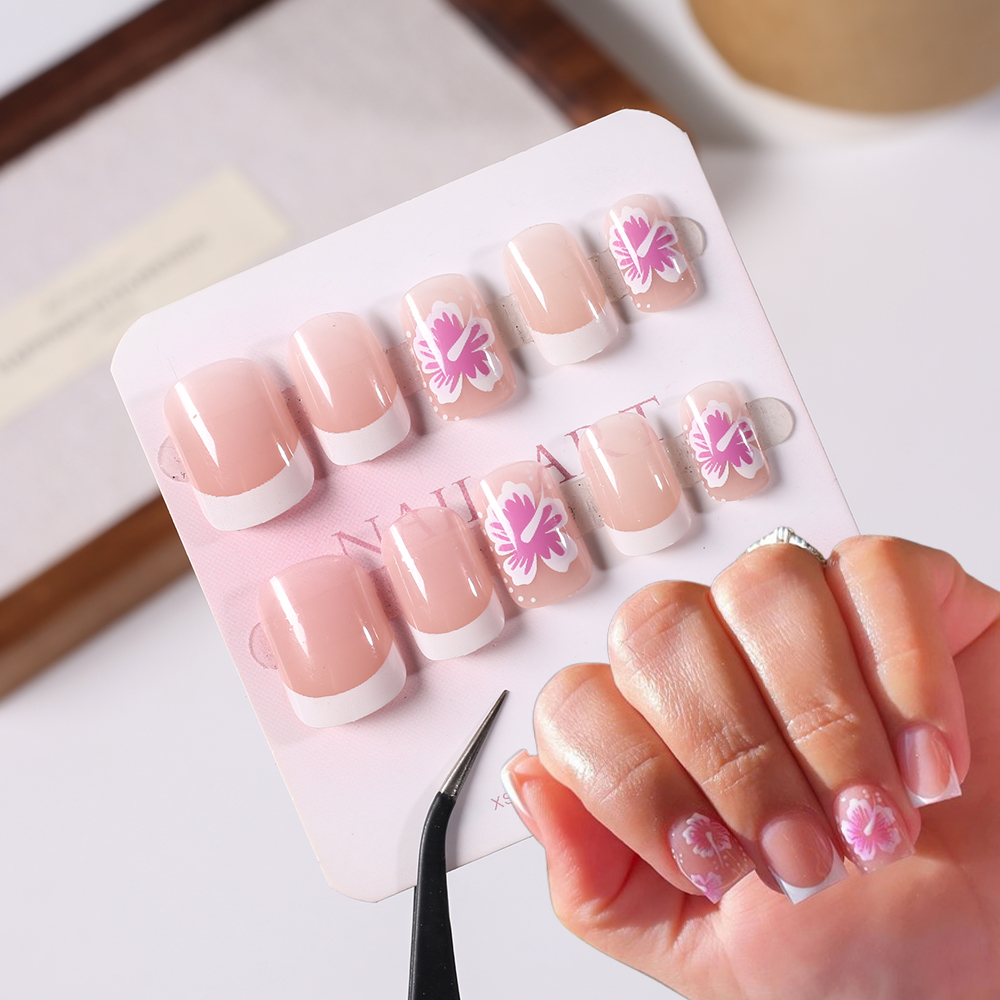 24Pcs French Flower False Nail - Pressed Flower Art recensie en prijs