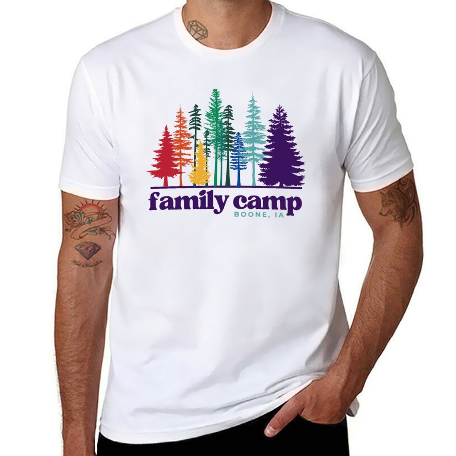 Family Camp Rainbow Trees T-Sh - Family Tree Print recensie en prijs