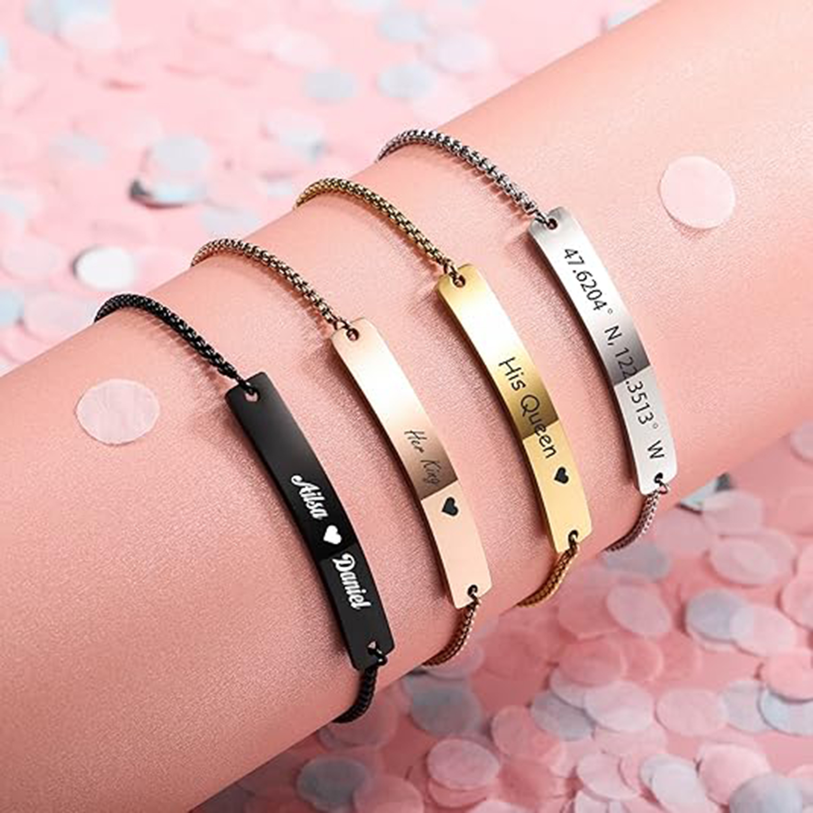 Personalized Engraved Bar Brac - Coordinates Bracelet recensie en prijs